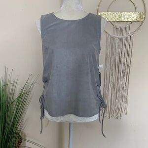 nwt //1.state faux suede sleeveless lace up blouse